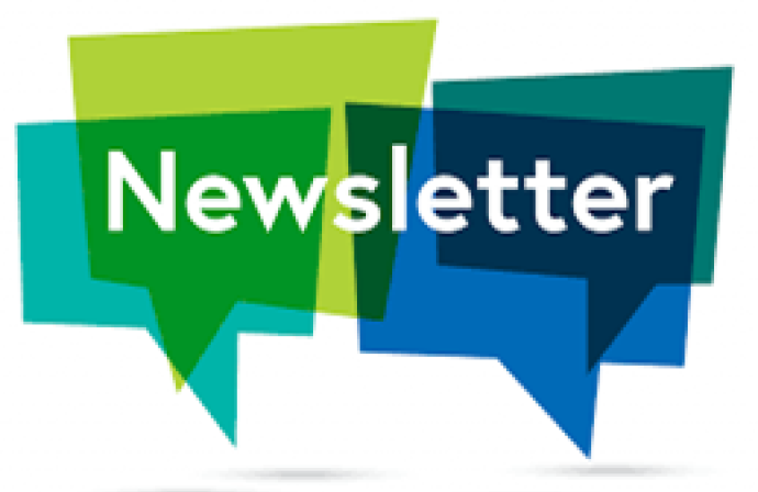 newsletter logo with blue and green